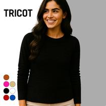 Blusa Basica Feminina Tricot Manga Longa Atemporal