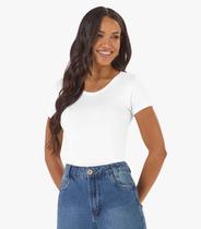 Blusa Básica Feminina Viscotorcion Rovitex Branco Blusa Básica Feminina Viscotorcion Rovitex Branco