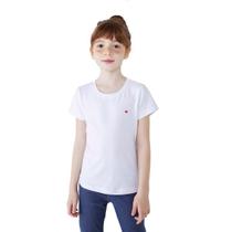 Blusa Básica Infantil Menina Manga Curta Com Patch Bordado Hering Kids Blusa Básica Infantil Menina Manga Curta Com Patch Bordado Hering Kids