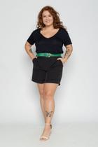 Blusa Básica Laranja com Brilho Gola Redonda Plus Size Feminino Blusa Básica Laranja com Brilho Gola Redonda Plus Size Feminino