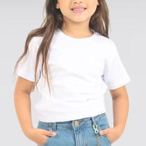 Blusa Básica Lisa Manga Curta Infantil Menina - Pitiska