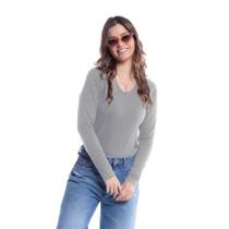 Blusa Básica Manga Longa Gola V Blusa Básica Manga Longa Gola V