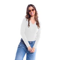Blusa Básica Manga Longa Gola V Blusa Básica Manga Longa Gola V