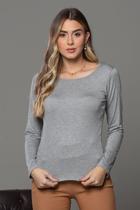 Blusa Básica Manga Longa Zipituka 302 Cinza