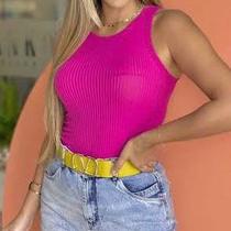 Blusa básica nadadora canelada feminina