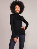 Blusa Básica Segunda Pele Manga Longa com Gola Alta - Lunender - Branca / Preta