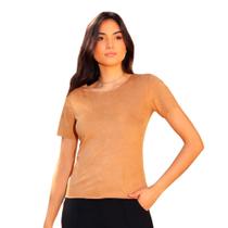 Blusa Básica Suede Camurça Veludo Manga Curta Donna Martins