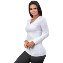 Blusa Básica Vest leg Manga Longa Branca Ziem