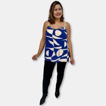 Blusa Bata Alça Com Regulagem Viscose Estampada Gg Plus Size