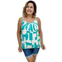 Blusa Bata Alça Com Regulagem Viscose Estampada Gg Plus Size