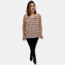 Blusa Bata Alça Com Regulagem Viscose Estampada Gg Plus Size