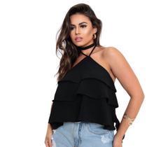 Blusa Bata babado amarração moda feminina duna moda gringa.