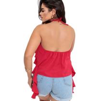 Blusa Bata babado amarração moda feminina duna tendência gringa.