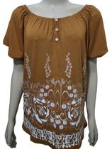 Blusa Bata Ciganinha com Estampada de Viscolycra - 0702 - Aleci Fashion