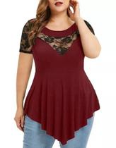 Blusa Bata Detalhe em Renda Soltinha Veste Legging Decote V