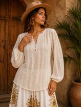 Blusa Bata Feminina Boho Chic Soltinha Manga Indiana Blusa Bata Feminina Boho Chic Soltinha Manga Indiana