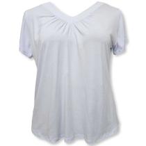 Blusa Bata Feminina Manga curta de Malha Lisa Decote em V