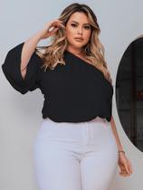 Blusa Bata Feminina Plus Size Cropped Soltinha Ajustável Manga Nula