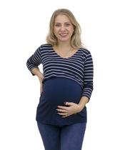Blusa Bata Gestante Amamentação Manga 3/4 Viscolycra Linda Gestante Blusa Bata Gestante Amamentação Manga 3/4 Viscolycra Linda Gestante