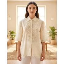 Blusa Bata Indiana Feminina Gestante Plus Size Bordada HC-60309