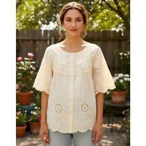 Blusa Bata Indiana Feminina Gestante Plus Size Bordada HC-60310
