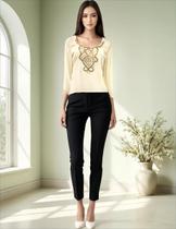 Blusa Bata Indiana Plus Size Em Pedraria Amarelo Bebê T: X2 Blusa Bata Indiana Plus Size Em Pedraria Amarelo Bebê T: X2