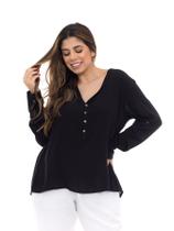 Blusa Bata Maga Longa Premium Social Feminina Tendência
