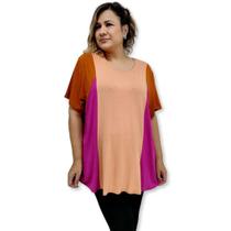 Blusa Bata Manga Curta Malha Lisa 3 cores Plus Size 52 54