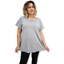 Blusa Bata Plus Size Manga Curta Malha Lisa Strass na Manga Blusa Bata Plus Size Manga Curta Malha Lisa Strass na Manga