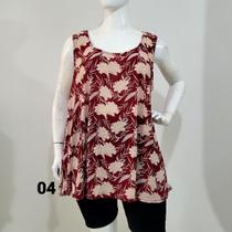 Blusa bata Plus Size Tam G7 e G8 regata nadador estampada malha fria (Liganete) (254) - BULKY