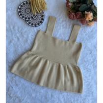 Blusa Bata Regata Feminina Com Babado Peplum Tricot Modal Verão 2025 Realize Trico Rodadinha