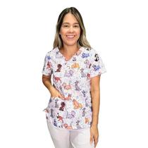 Blusa Bata Scrub Pijama Cirúrgico - Oxfordine - Lilo & Stitch