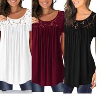 Blusa Bata Soltinha manga Curta detalhe em Renda Basica Bl 148