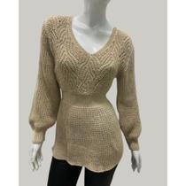 Blusa Bata Tricot Feminina Elegante Outono Inverno Fashion Tricô Blusa Bata Tricot Feminina Elegante Outono Inverno Fashion Tricô