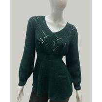 Blusa Bata Tricot Feminina Elegante Outono Inverno Fashion Tricô Blusa Bata Tricot Feminina Elegante Outono Inverno Fashion Tricô