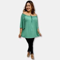 Blusa Bata Viscolycra Ciganinha Estampada Plus Size G2