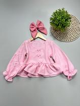 Blusa Batinha infantil de menina delicada com Lacinhos modinha kids mini diva