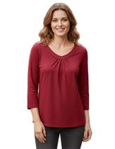 Blusa batinha manga 3/4 com bordado no decote à mão p