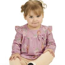 Blusa Bebê Menina em Canelado Linho Florido - Angerô