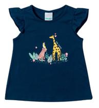 Blusa Bebê Menina Estampa Bichinhos Girafa com Detalhes em Glitter - Malwee Kids