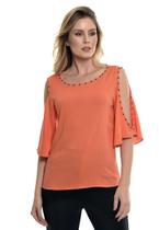 Blusa Bisô Bordada Coral