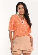 Blusa Bisô Floral Laranja