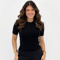 Blusa Blue Rose Modal Manga Curta Feminina