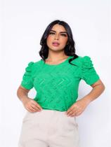 Blusa blusinha básica laise manga princesa moda feminina varias cores