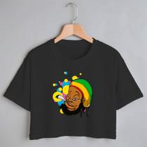 Blusa Blusinha Camiseta Cropeed TShirt Feminina Algodão Tecido Premium Estampa Digital Boby Jamaica Smokiing