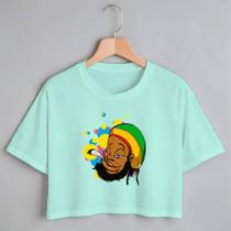 Blusa Blusinha Camiseta Cropeed TShirt Feminina Algodão Tecido Premium Estampa Digital Boby Jamaica Smokiing