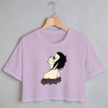 Blusa Blusinha Camiseta Cropeed TShirt Feminina Algodão Tecido Premium Estampa Digital Catrina Linda