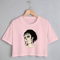 Blusa Blusinha Camiseta Cropeed TShirt Feminina Algodão Tecido Premium Estampa Digital La Catrina