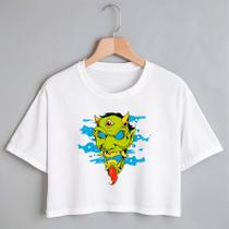 Blusa Blusinha Camiseta Cropeed TShirt Feminina Algodão Tecido Premium Estampa Digital Máscara Hannay