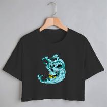 Blusa Blusinha Camiseta Cropeed TShirt Feminina Algodão Tecido Premium Estampa Digital Meia Lua Caveira